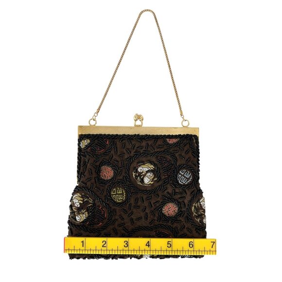 Mister Ernest Vintage Y2K Beaded Embroidered Gold Chain Handbag Purse - Picture 12 of 13